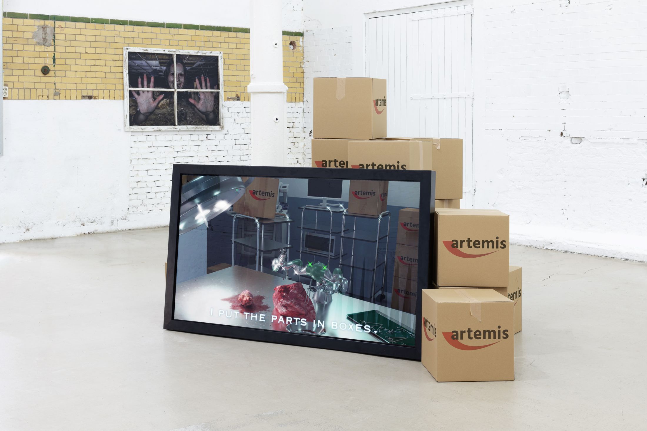 Installation view of Artemis (2023) by Melle Nieling, during the Bloodsport exhibition in Amsterdam